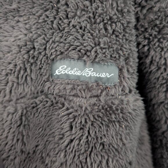 Eddie Bauer Youth (Kids 7/8) Grey Sherpa Fleece Jacket with Hood - Picture 4 of 4